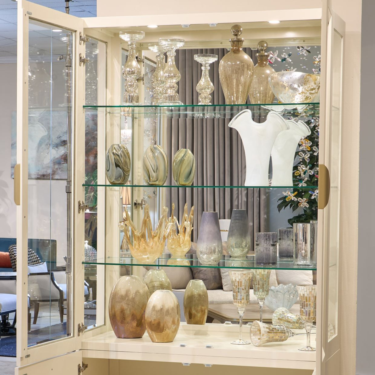 Fantosini Gold Creamy Pearl Display Cabinet from Michael Amini - Luna Furniture
