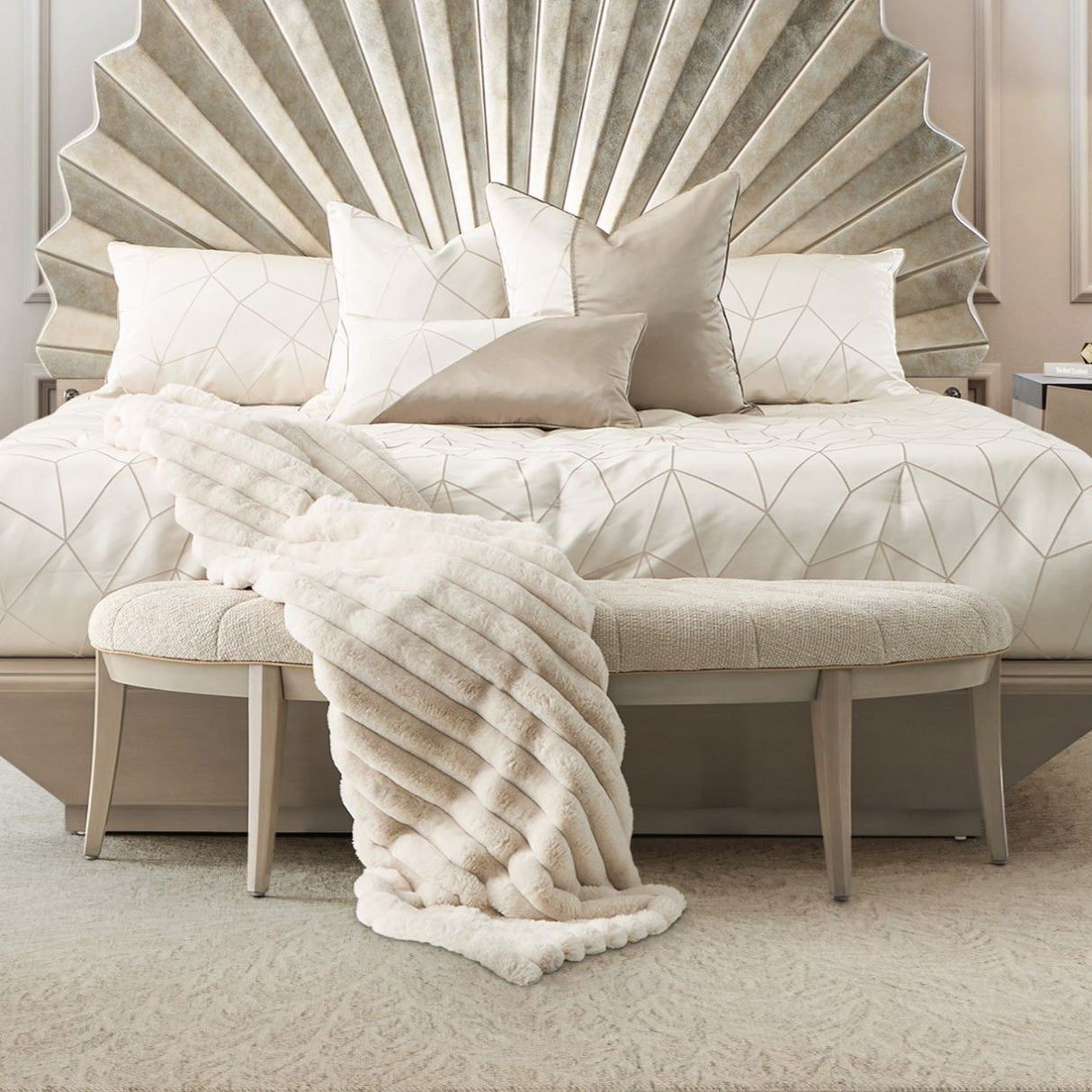 Fantosini Silver Mist Bed Bench from Michael Amini - Luna Furniture