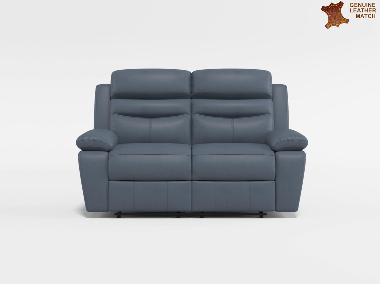 Hancock Blue Leather Double Reclining Loveseat from Homelegance - Luna Furniture