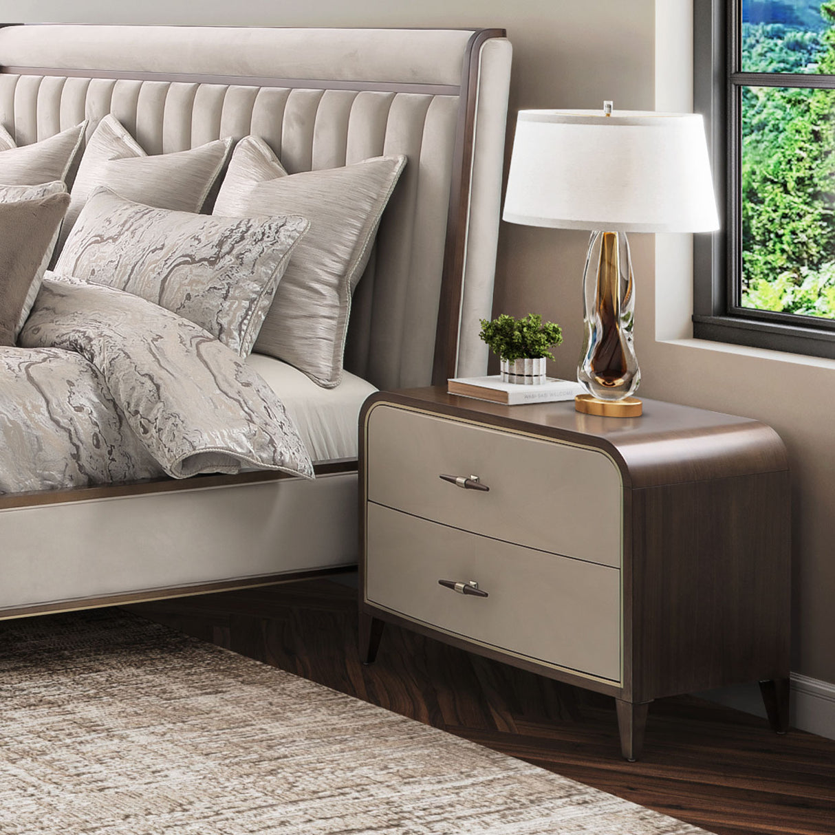 Houston Walnut 2-drawer Nightstand from Michael Amini - Luna Furniture