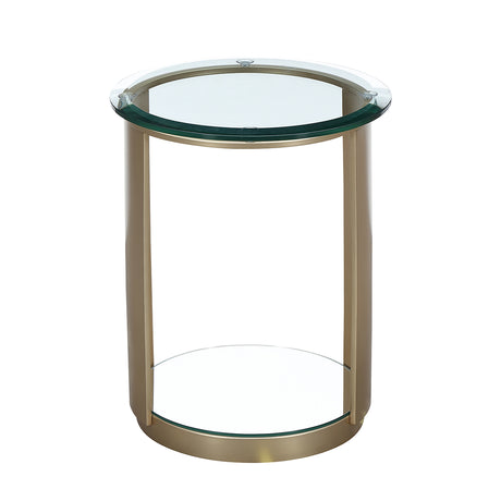 Houston Brushed Gold Chairside Table Brushed Gold from Michael Amini - Luna Furniture