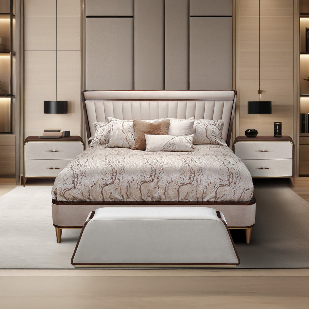 Houston Walnut Accent Bench from Michael Amini - Luna Furniture