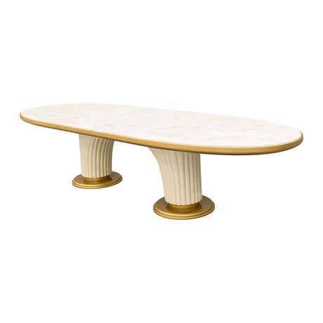 Scotts Square Light Champagne Oval Dining Table from Michael Amini - Luna Furniture