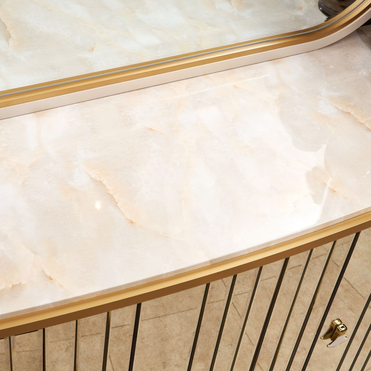 Scotts Square Light Champagne Sideboard With Mirror from Michael Amini - Luna Furniture
