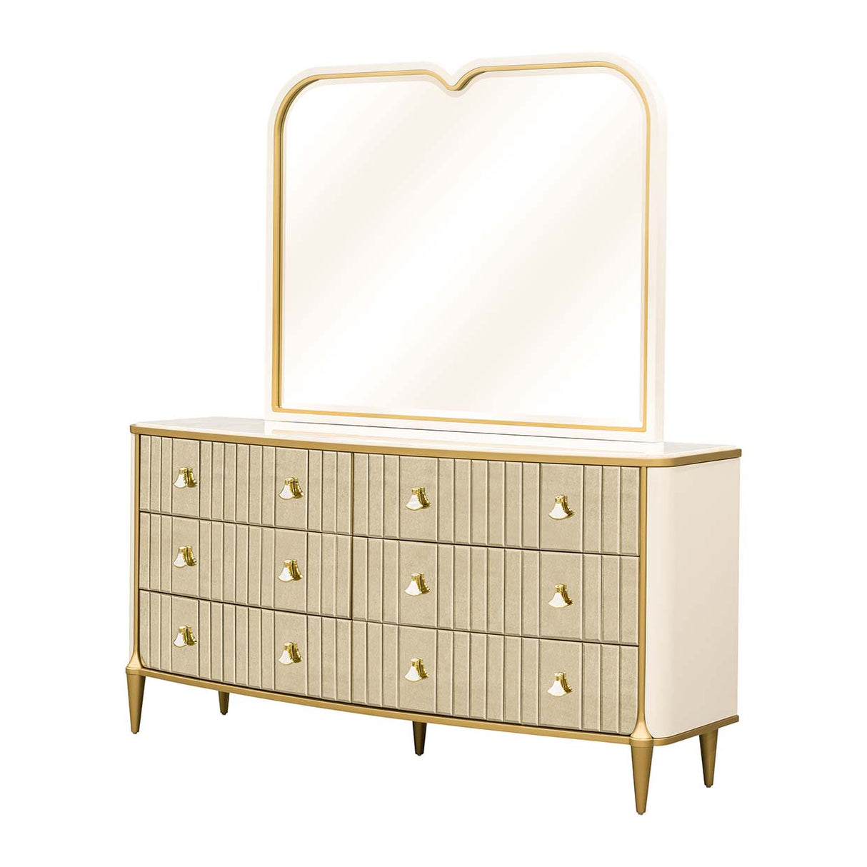 Scotts Square Light Champagne Dresser With Mirror from Michael Amini - Luna Furniture