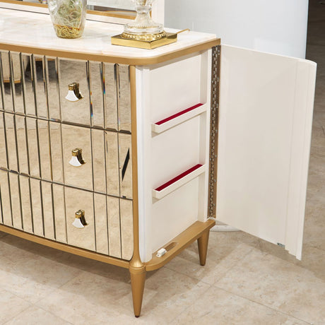 Scotts Square Light Champagne Dresser With Mirror from Michael Amini - Luna Furniture