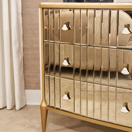 Scotts Square Light Champagne Dresser With Mirror from Michael Amini - Luna Furniture