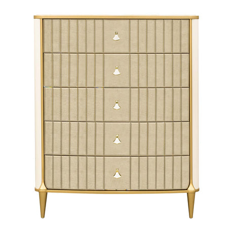 Scotts Square Light Champagne 5-drawer Chest from Michael Amini - Luna Furniture