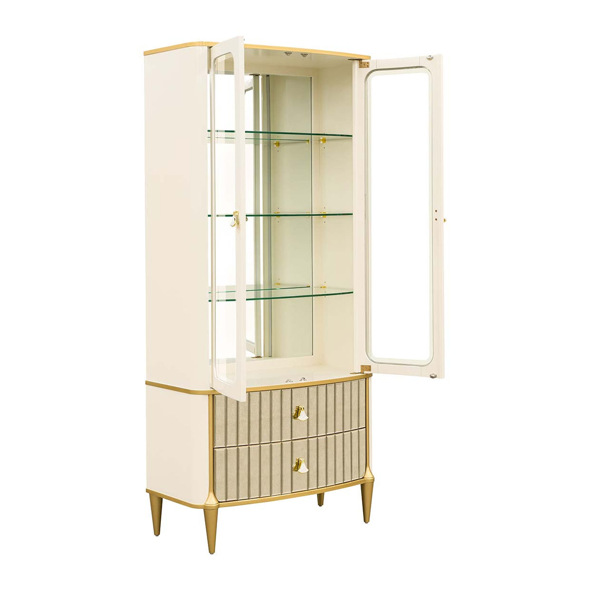 Scotts Square Light Champagne Display Cabinet from Michael Amini - Luna Furniture