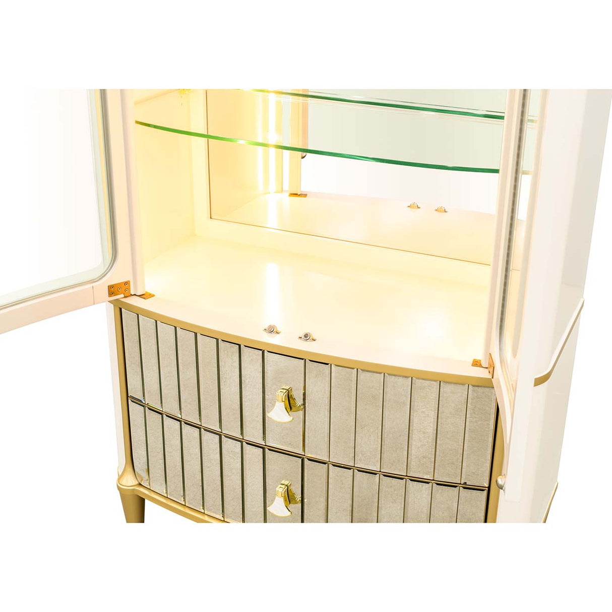 Scotts Square Light Champagne Display Cabinet from Michael Amini - Luna Furniture