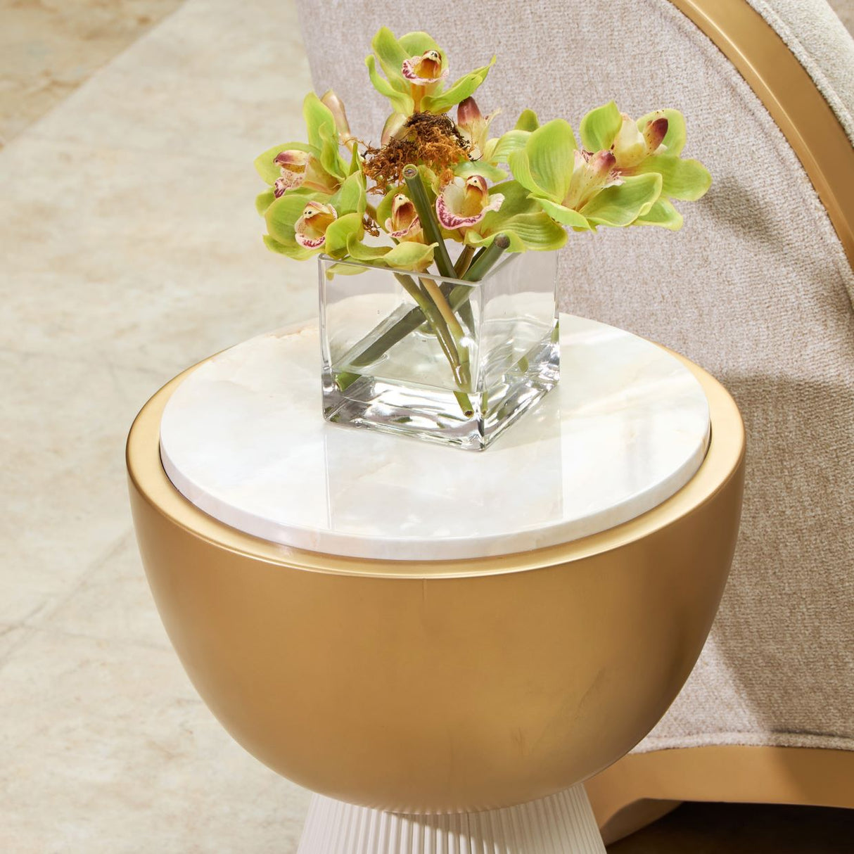 Scotts Square Light Champagne Chairside Table from Michael Amini - Luna Furniture