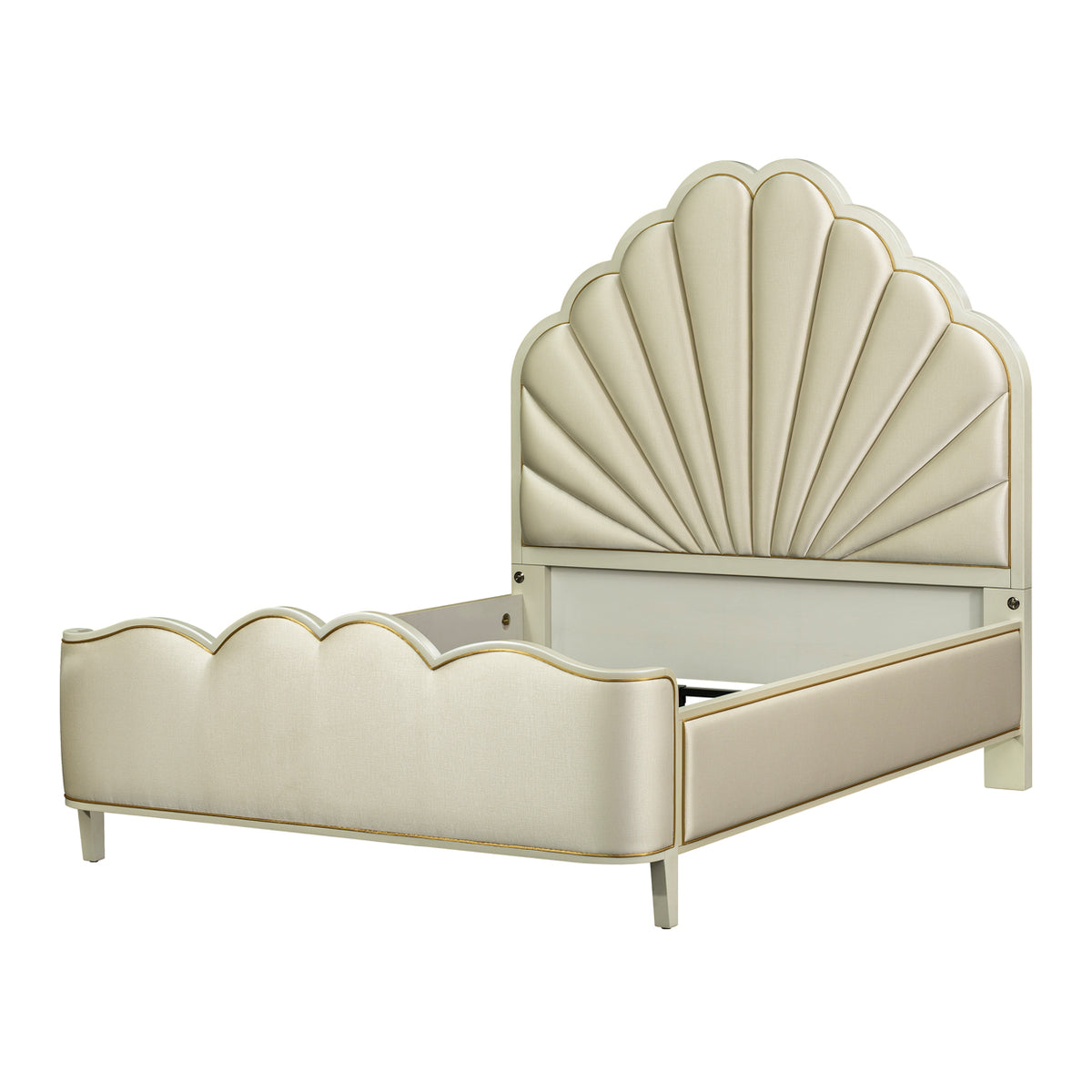 Sirene Creamy Pearl King Channel Tufted Bed from Michael Amini - Luna Furniture