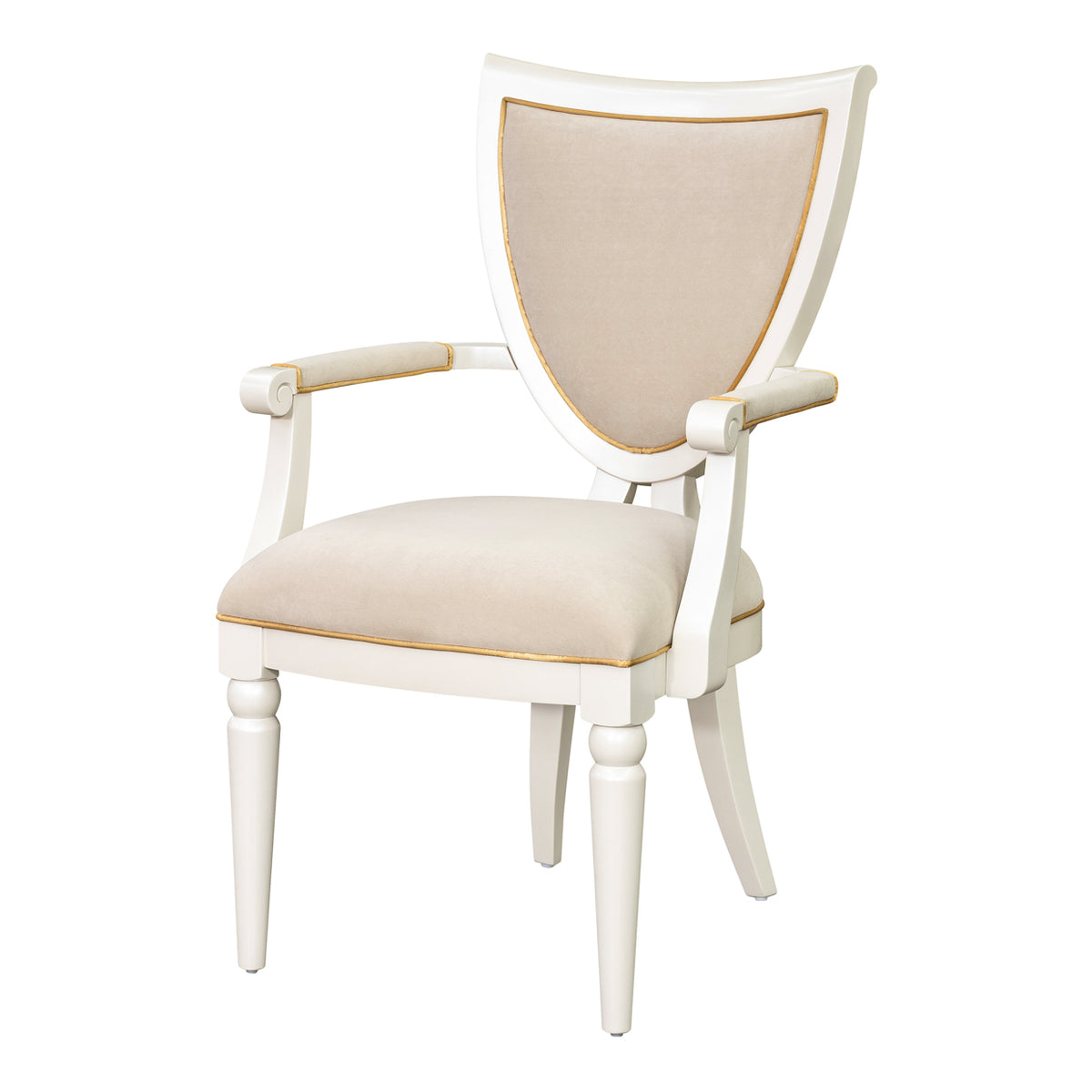 Sirene Creamy Pearl Shield Dining Arm Chair from Michael Amini - Luna Furniture