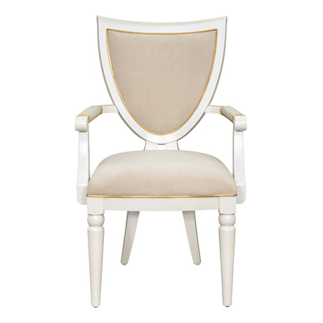 Sirene Creamy Pearl Shield Dining Arm Chair from Michael Amini - Luna Furniture