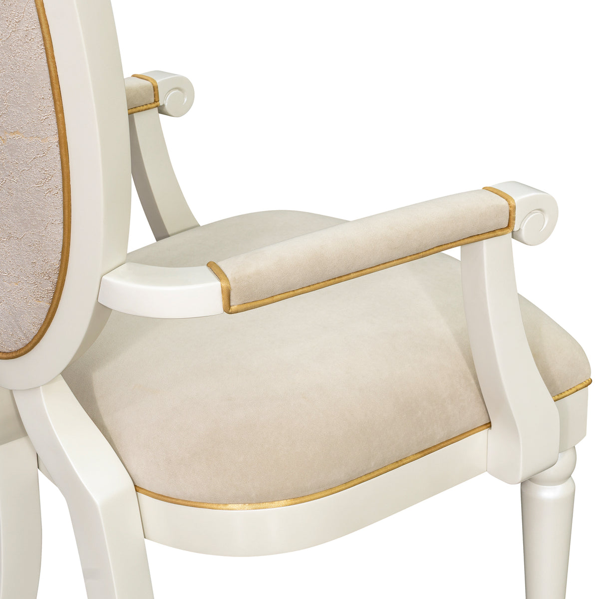 Sirene Creamy Pearl Shield Dining Arm Chair from Michael Amini - Luna Furniture