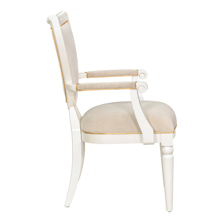 Sirene Creamy Pearl Shield Dining Arm Chair from Michael Amini - Luna Furniture