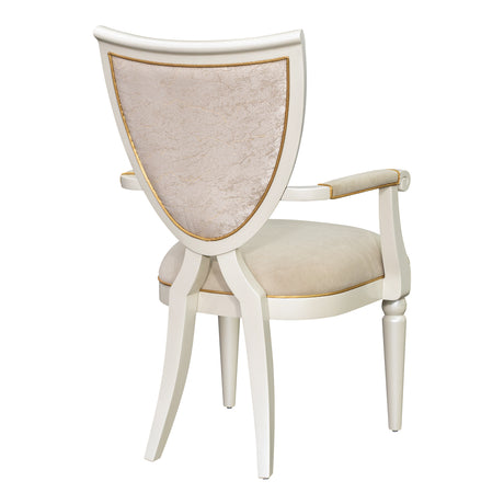 Sirene Creamy Pearl Shield Dining Arm Chair from Michael Amini - Luna Furniture