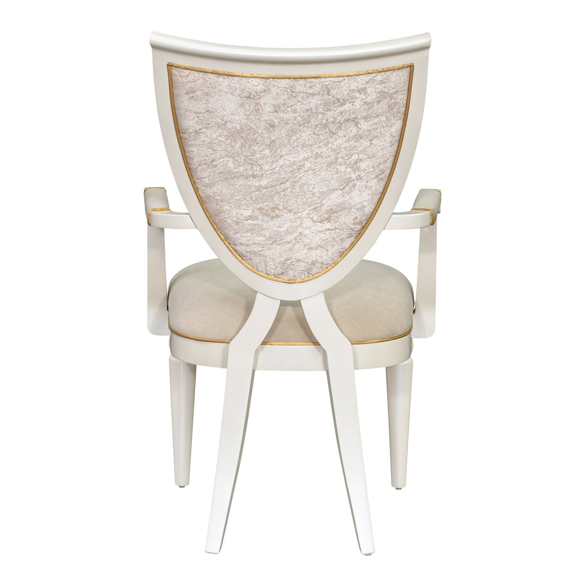 Sirene Creamy Pearl Shield Dining Arm Chair from Michael Amini - Luna Furniture
