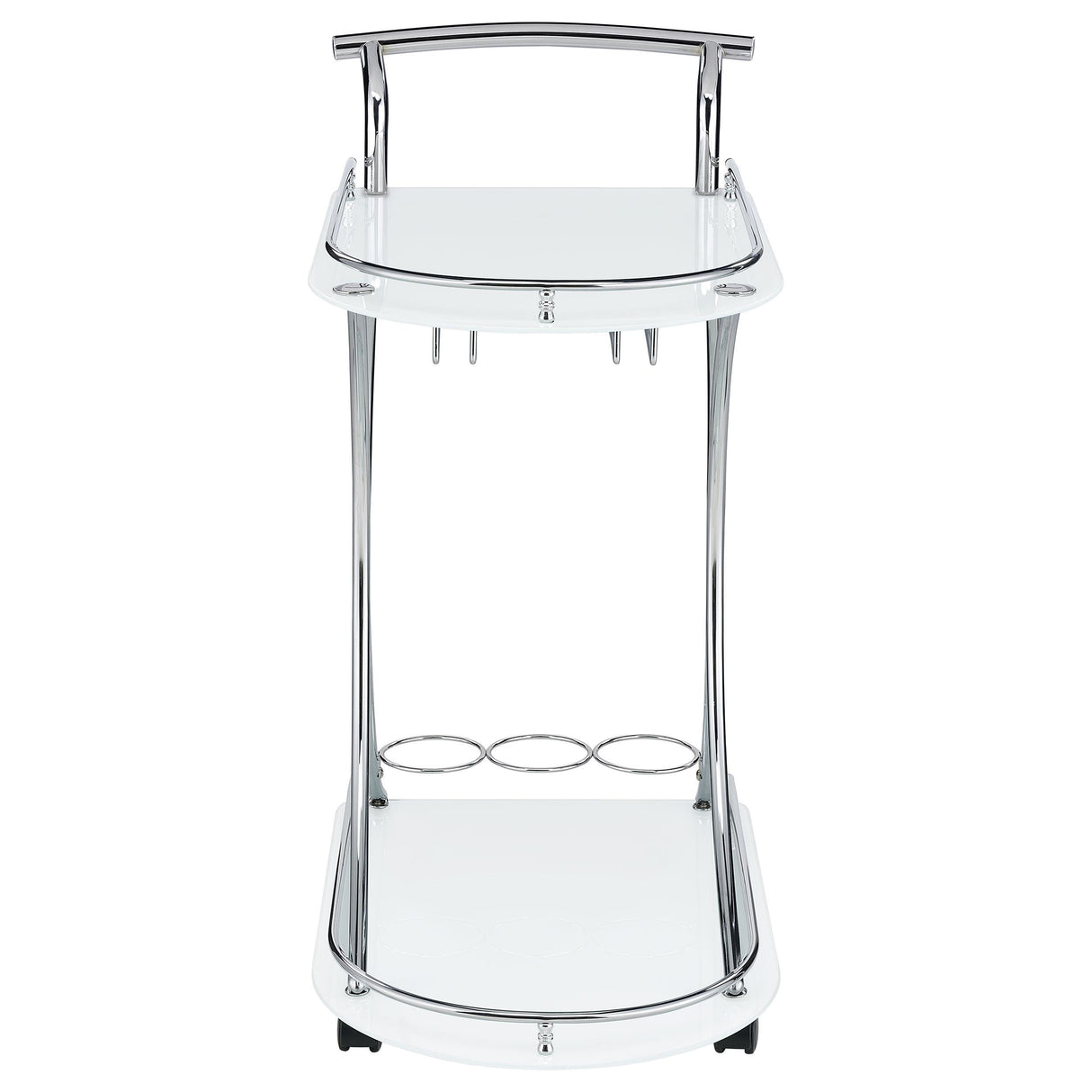 Elfman Chrome and White 2-shelve Serving Cart from Coaster - Luna Furniture