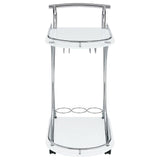 Elfman Chrome and White 2-shelve Serving Cart from Coaster - Luna Furniture