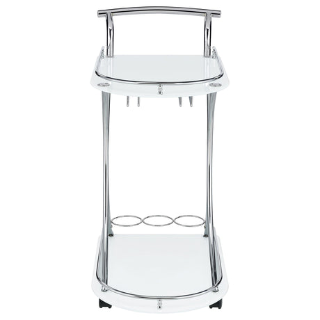 Elfman Chrome and White 2-shelve Serving Cart from Coaster - Luna Furniture