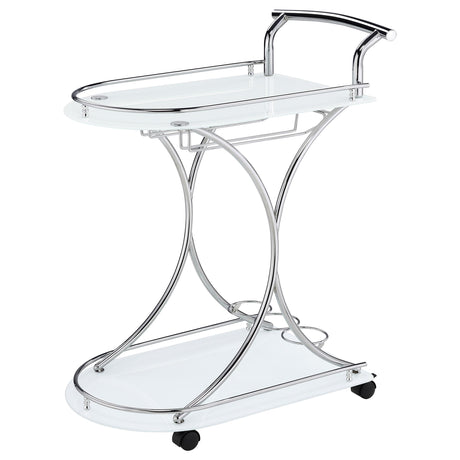 Elfman Chrome and White 2-shelve Serving Cart from Coaster - Luna Furniture