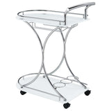 Elfman Chrome and White 2-shelve Serving Cart from Coaster - Luna Furniture