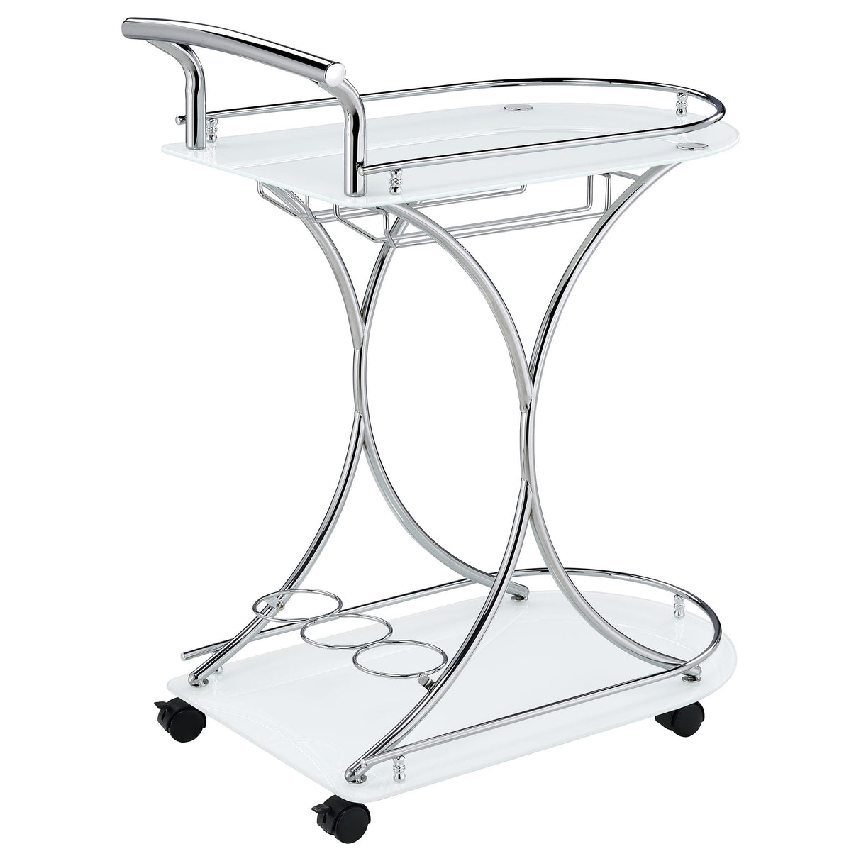 Elfman Chrome and White 2-shelve Serving Cart from Coaster - Luna Furniture