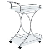 Elfman Chrome and White 2-shelve Serving Cart from Coaster - Luna Furniture