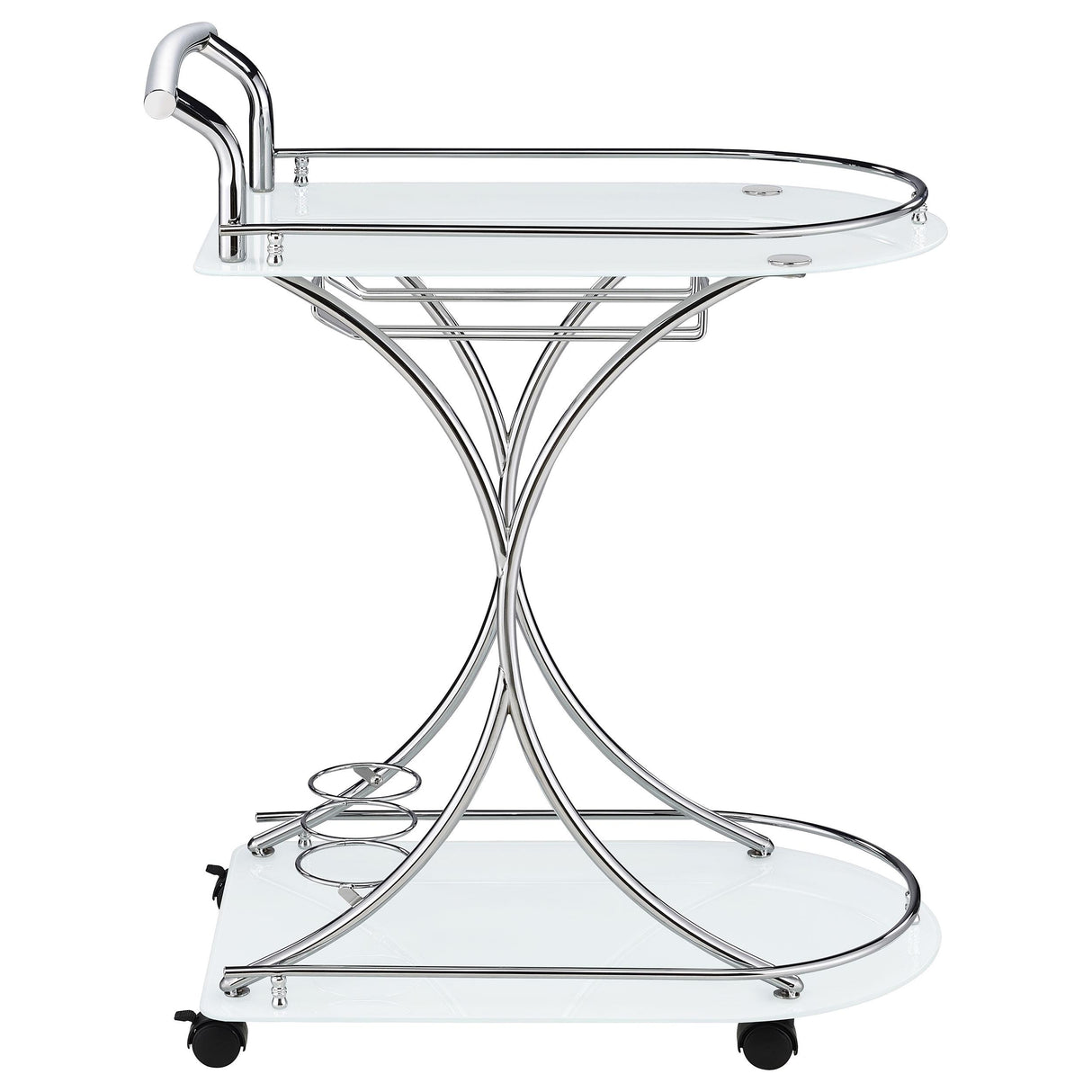 Elfman Chrome and White 2-shelve Serving Cart from Coaster - Luna Furniture