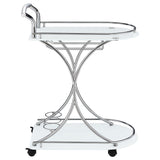 Elfman Chrome and White 2-shelve Serving Cart from Coaster - Luna Furniture
