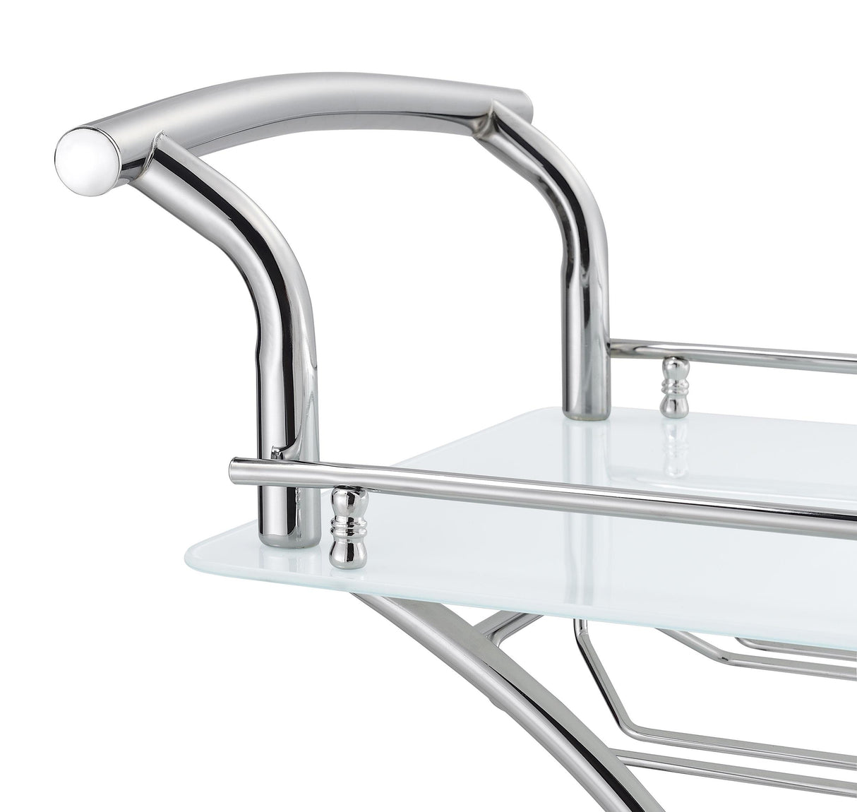 Elfman Chrome and White 2-shelve Serving Cart from Coaster - Luna Furniture