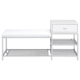 Siega White High Gloss 1-Drawer Shoe Storage Entryway Bench and Chrome from Coaster - Luna Furniture