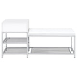 Siega White High Gloss 1-Drawer Shoe Storage Entryway Bench and Chrome from Coaster - Luna Furniture
