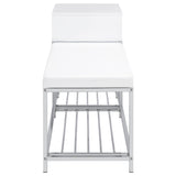 Siega White High Gloss 1-Drawer Shoe Storage Entryway Bench and Chrome from Coaster - Luna Furniture