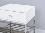 Siega White High Gloss 1-Drawer Shoe Storage Entryway Bench and Chrome from Coaster - Luna Furniture