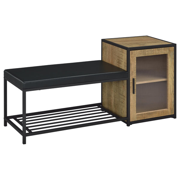 Martino Mango/Black Shoe Storage Entryway Bench with Cabinet