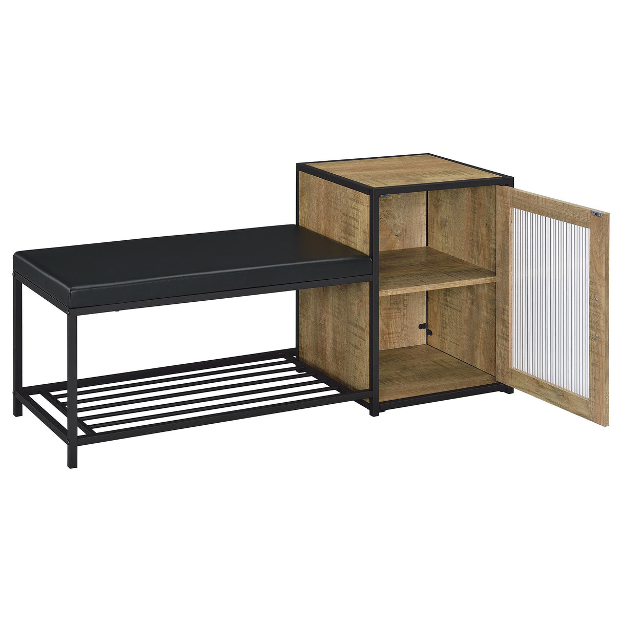 Martino Mango/Black Shoe Storage Entryway Bench with Cabinet from Coaster - Luna Furniture