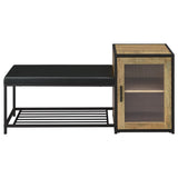 Martino Mango/Black Shoe Storage Entryway Bench with Cabinet from Coaster - Luna Furniture