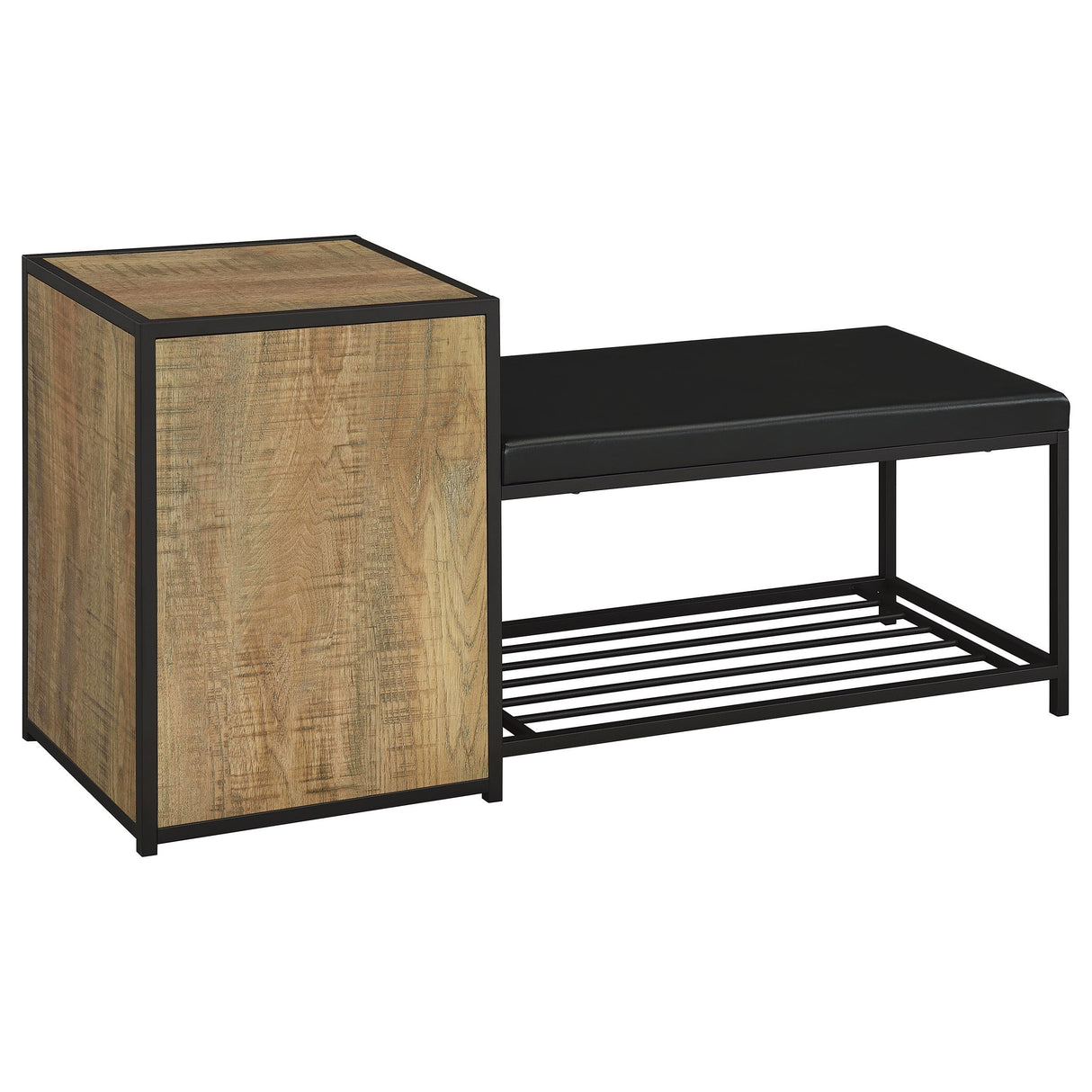 Martino Mango/Black Shoe Storage Entryway Bench with Cabinet from Coaster - Luna Furniture