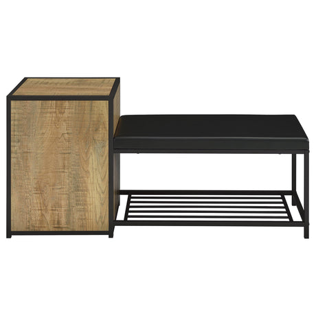 Martino Mango/Black Shoe Storage Entryway Bench with Cabinet from Coaster - Luna Furniture