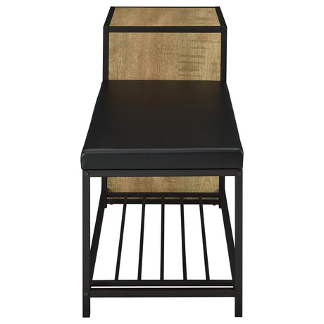 Martino Mango/Black Shoe Storage Entryway Bench with Cabinet from Coaster - Luna Furniture