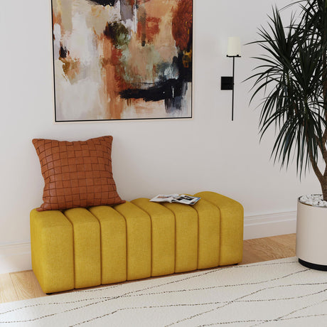 Summer Mustard Yellow Upholstered Channel Tufted Accent Bench from Coaster - Luna Furniture
