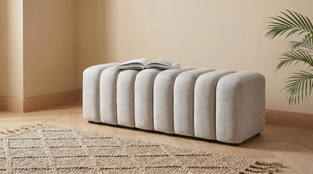 Summer Chenille Upholstered Channel Accent Bench Beige from Coaster - Luna Furniture