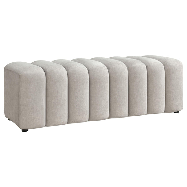 Summer Beige Chenille Upholstered Channel Accent Bench