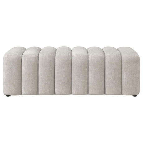 Summer Beige Chenille Upholstered Channel Accent Bench from Coaster - Luna Furniture