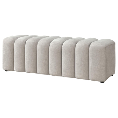 Summer Beige Chenille Upholstered Channel Accent Bench from Coaster - Luna Furniture