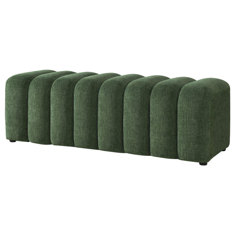 Summer Green Chenille Upholstered Channel Accent Bench from Coaster - Luna Furniture