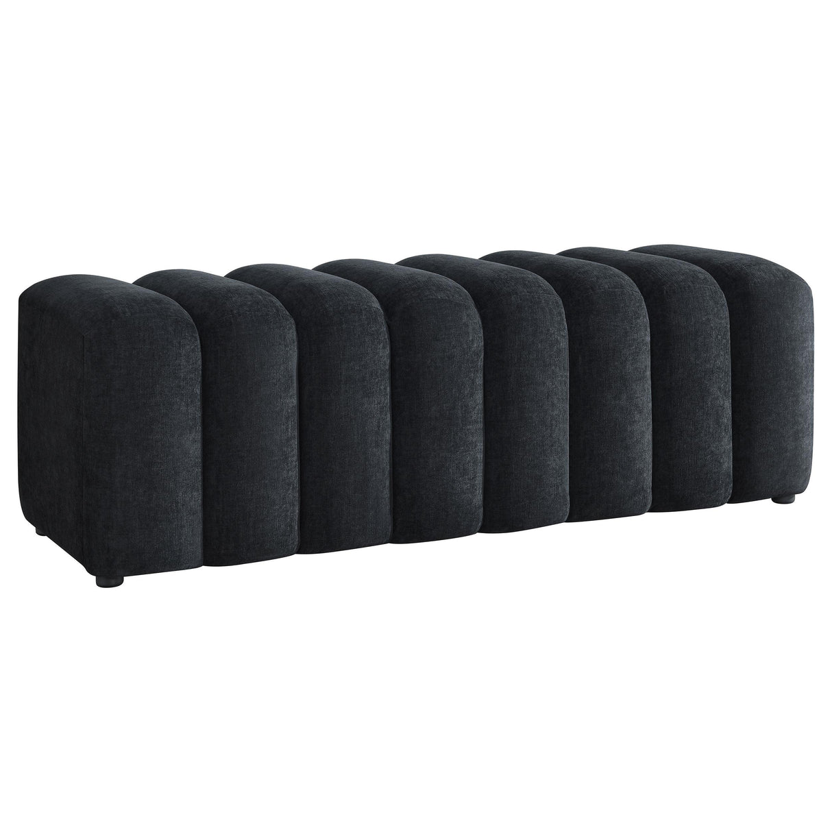 Summer Black Chenille Upholstered Channel Accent Bench from Coaster - Luna Furniture