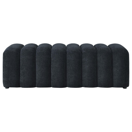 Summer Black Chenille Upholstered Channel Accent Bench from Coaster - Luna Furniture